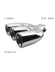 Terminale scarico universale inox triplo dritto 35 62mm TRX 109