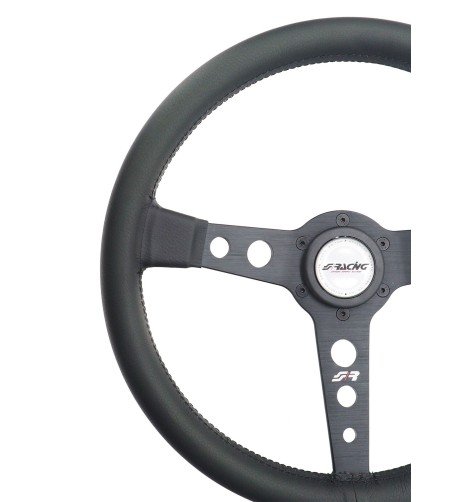 Volante sportivo eco pelle nera 350mm Simoni Racing Grinta