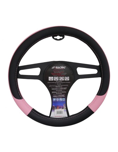 Coprivolante auto diametro 37 39cm Simoni Racing Pink Lady ecopelle nera ro