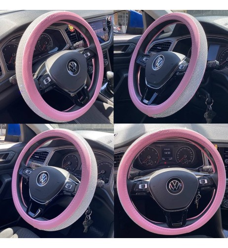 Coprivolante auto diametro 37 39cm Simoni Racing Pink Diamonds eco pelle