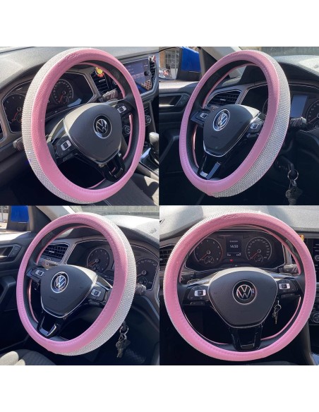 Coprivolante auto diametro 37 39cm Simoni Racing Pink Diamonds eco pelle