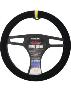 Coprivolante auto diametro 37 39cm Simoni Racing microfibra nera inserto gi