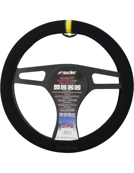 Coprivolante auto diametro 37 39cm Simoni Racing microfibra nera inserto gi