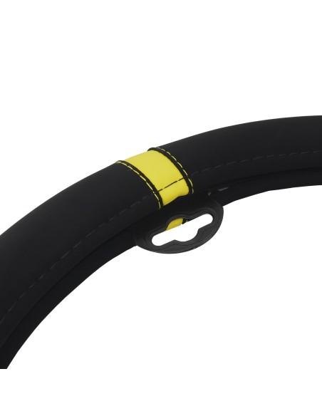 Coprivolante auto diametro 37 39cm Simoni Racing microfibra nera inserto gi