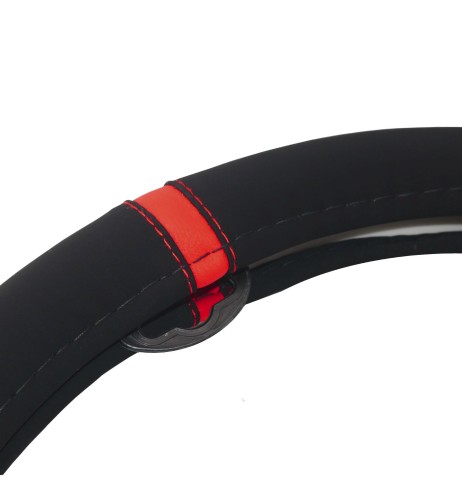 Coprivolante auto diametro 37 39cm Simoni Racing microfibra nera inserto ro