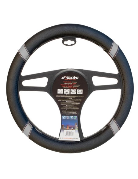 Coprivolante auto diametro 37 39cm Simoni Racing eco pelle nera inserti gri