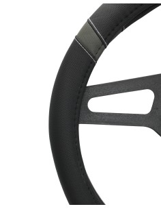 Coprivolante auto diametro 37 39cm Simoni Racing eco pelle nera inserti gri 2