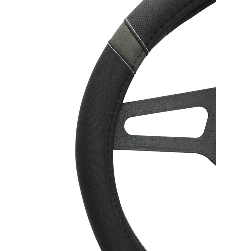 Coprivolante auto diametro 37 39cm Simoni Racing eco pelle nera inserti gri