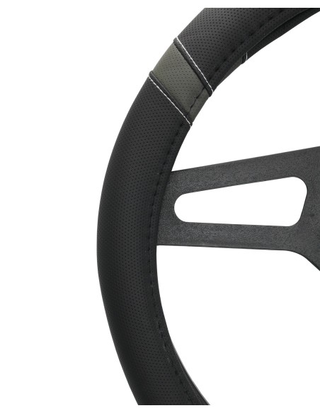 Coprivolante auto diametro 37 39cm Simoni Racing eco pelle nera inserti gri
