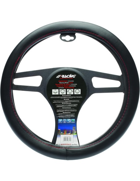 Coprivolante auto diametro 37 39cm Simoni Racing eco pelle nera cuciture ro