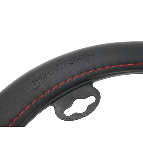 Coprivolante auto diametro 37 39cm Simoni Racing eco pelle nera cuciture ro