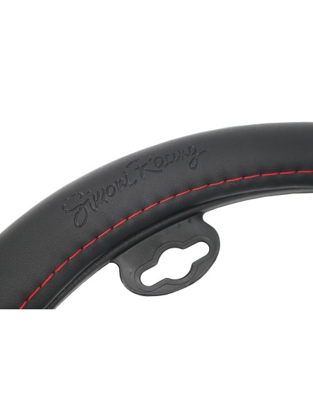 Coprivolante auto diametro 37 39cm Simoni Racing eco pelle nera cuciture ro