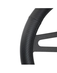Coprivolante auto diametro 37 39cm Simoni Racing eco pelle inox nero 2
