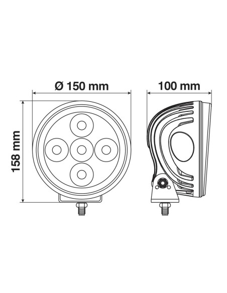 Faro supplementare impermeabile Angel Led 9 36V Biluce 150mm 4800lm