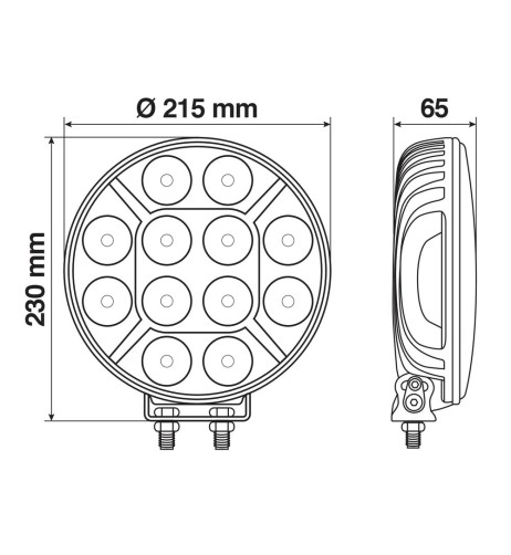 Faro supplementare impermeabile a 12 Led 9 36V 8400lm 215mm Nero