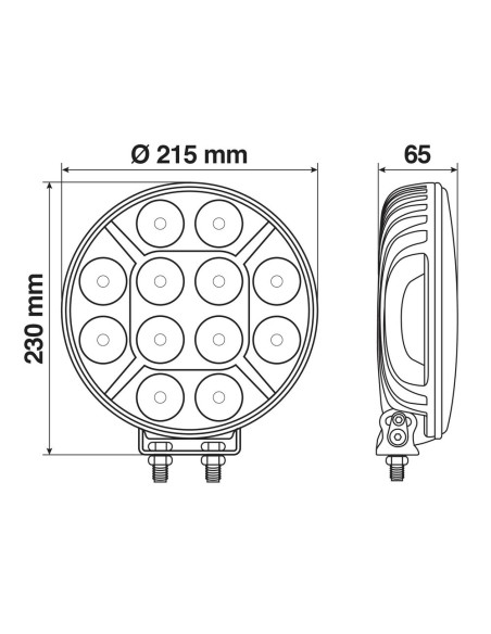 Faro supplementare impermeabile a 12 Led 9 36V 8400lm 215mm Nero