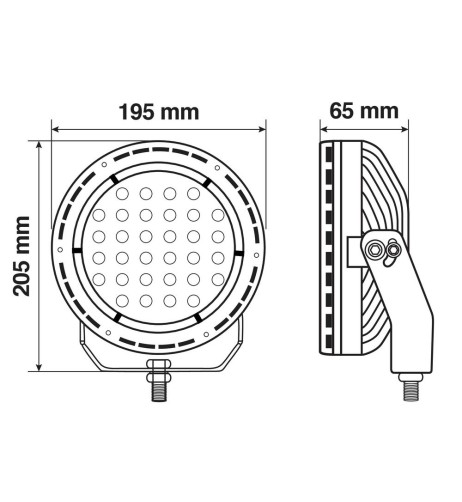 Faro ausiliario biluce 62 LED 10 30V 6000K impermeabile IP67 rotondo 195mm