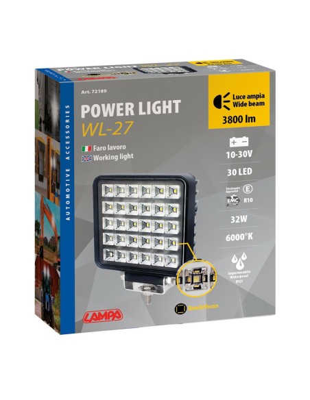 Faro ausiliario WL 27 a 30 Led 30W 10 30V 2400lm IP67 Bianco