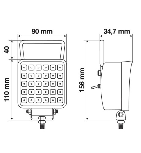 Faro ausiliario WL 28 a 16 Led 16W 10 30V 1400lm IP67 Bianco
