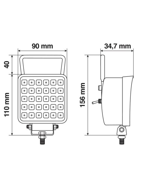 Faro ausiliario WL 28 a 16 Led 16W 10 30V 1400lm IP67 Bianco