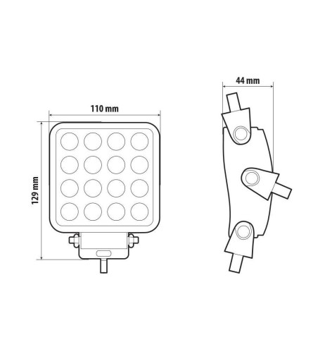 Faro ausiliario 16 LED 12 24V 6000K 48W impermeabile IP67 quadrato 110x110x