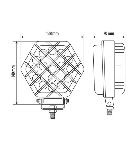 Faro ausiliario con griglia a 16 led 9 32V 52W bianco impermeabile