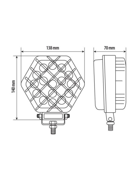 Faro ausiliario con griglia a 16 led 9 32V 52W bianco impermeabile