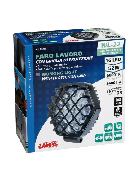 Faro ausiliario con griglia a 16 led 9 32V 52W bianco impermeabile