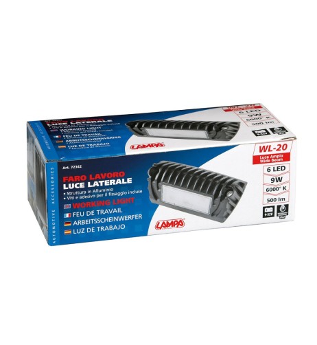 Faro ausiliario laterale 6 Led 9 32V Bianco 9W impermeabile IP67