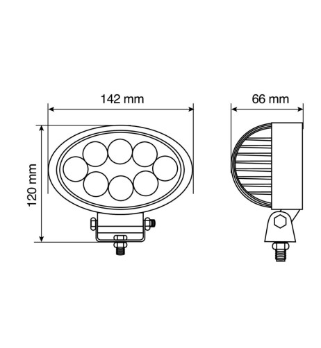 Faro ausiliario 8 LED 10 30V 6000K impermeabile IP67 ovale 142x120x66mm
