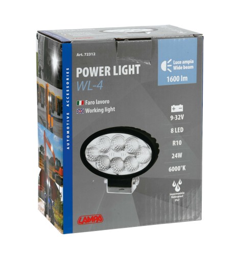 Faro ausiliario 8 LED 10 30V 6000K impermeabile IP67 ovale 142x120x66mm