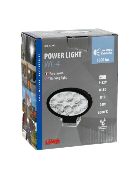 Faro ausiliario 8 LED 10 30V 6000K impermeabile IP67 ovale 142x120x66mm