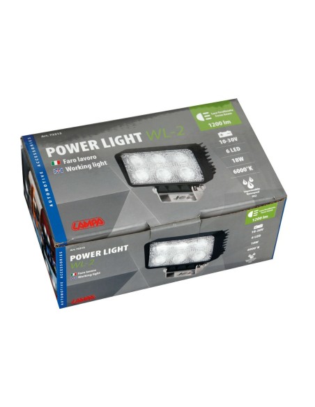 Faro ausiliario 6 LED 10 30V 6000K impermeabile IP67 rettangolare 111x95x56