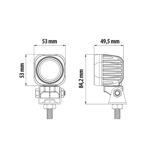 Faro ausiliario quadrato a 1 Led 10W 9 32V 900lm impermeabile omologato