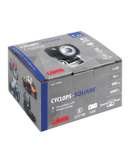 Faro ausiliario quadrato a 1 Led 10W 9 32V 900lm impermeabile omologato