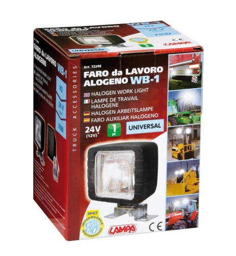 Faro alogeno quadrato da lavoro 12 24V impermeabile IP67 WB 1