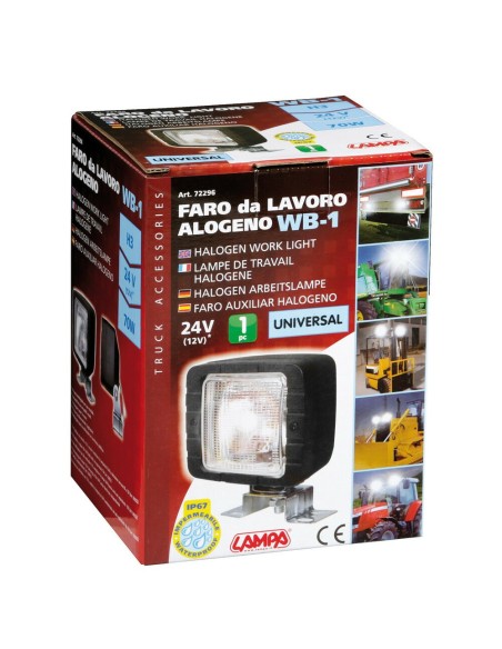 Faro alogeno quadrato da lavoro 12 24V impermeabile IP67 WB 1