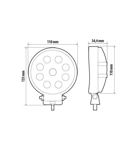 Faro ausiliario LED WL 29 10 30V 6000K impermeabile IP67 rotondo 110mm