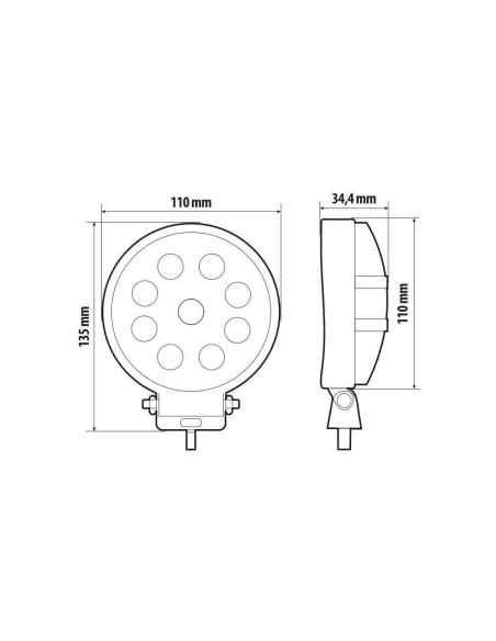 Faro ausiliario LED WL 29 10 30V 6000K impermeabile IP67 rotondo 110mm