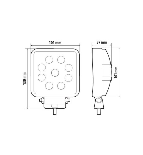 Faro ausiliario LED WL 30 10 30V 6000K impermeabile IP67 quadrato 101mm
