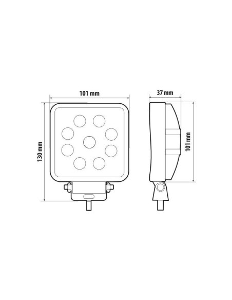 Faro ausiliario LED WL 30 10 30V 6000K impermeabile IP67 quadrato 101mm