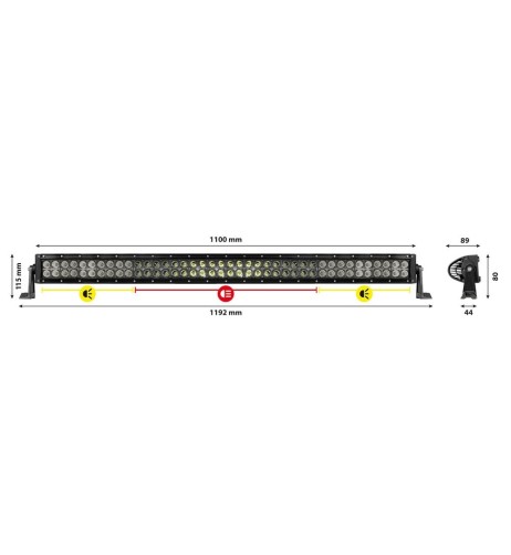 Barra a led Light Bar curva 10 30V 16000lm 110cm impermeabile IP67 1100mm