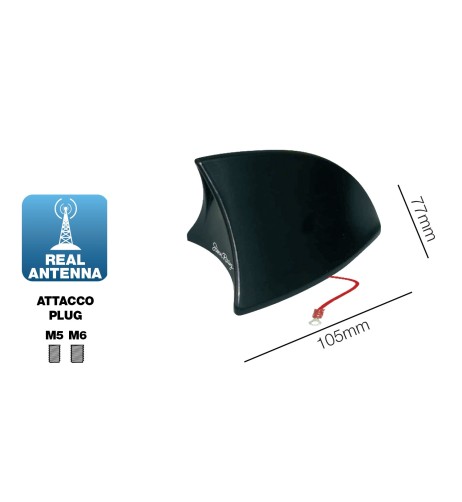 Vera antenna auto pinna di squalo adesiva nera
