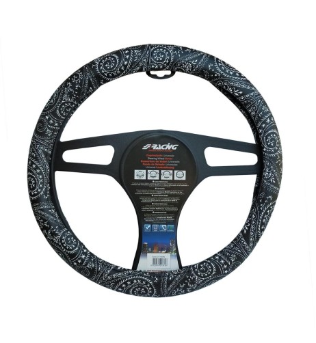 Coprivolante universale auto 37 39cm ecopelle con inserti bandana look