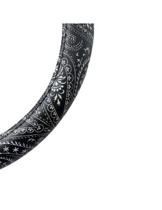 Coprivolante universale auto 37 39cm ecopelle con inserti bandana look 2