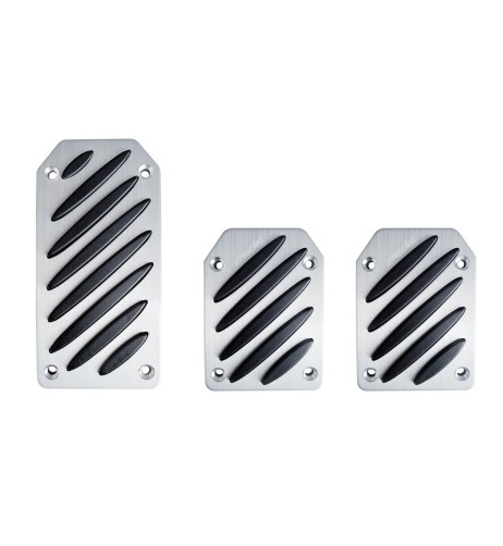 Kit 3 pedali auto Black Stripe in alluminio satinato con con inserti neri