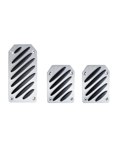 Kit 3 pedali auto Black Stripe in alluminio satinato con con inserti neri