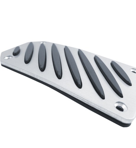 Kit 3 pedali auto Black Stripe in alluminio satinato con con inserti neri