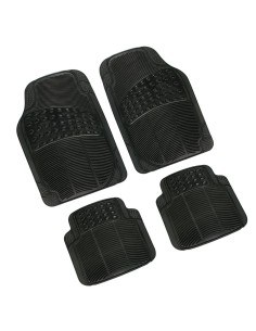 Set 4 pezzi tappetini tappeti universali auto in gomma nera sportivi 72x49