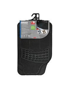 Set 4 pezzi tappetini tappeti universali auto in gomma nera sportivi 72x49 2